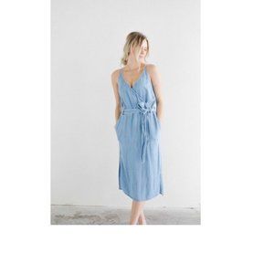 Bella Dahl Cross Front Midi Dress in Del Sol wash